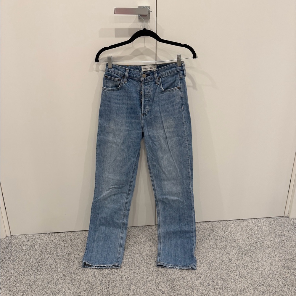 Denim Forum Light Blue Jeans with Brown Patch